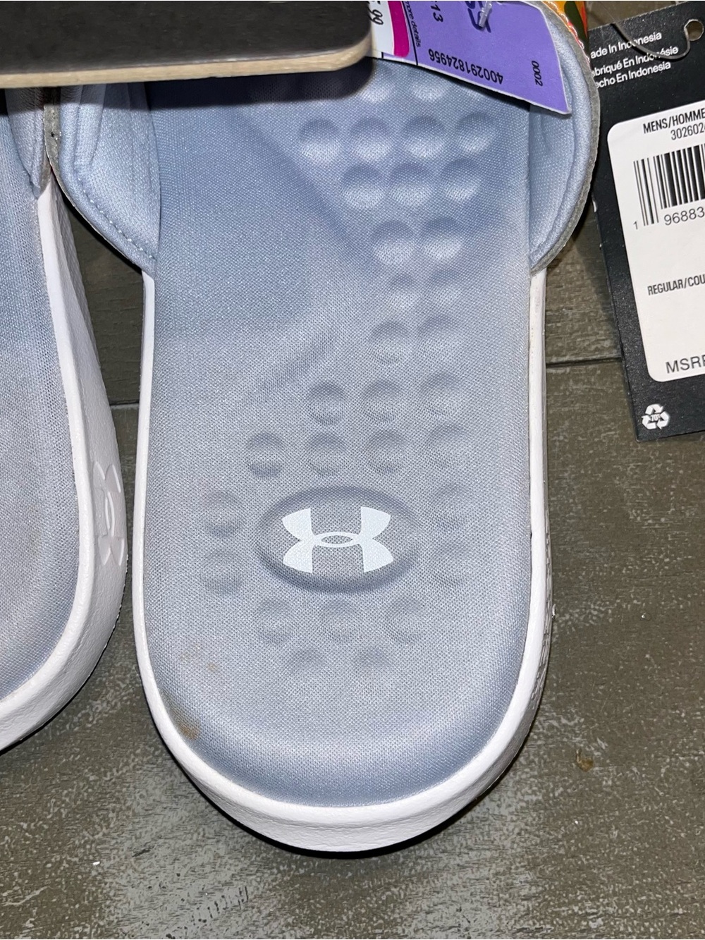 Under Armour Gray Cushion Adjustable Green Yellow Camo Slides NWT Men’s 8 - Picture 3 of 6